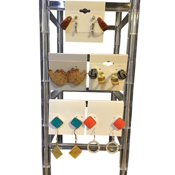 Lot Of 10 Vintage Pierced Earrings Mixed Styles & Colors (1350) - Picture 1 of 6